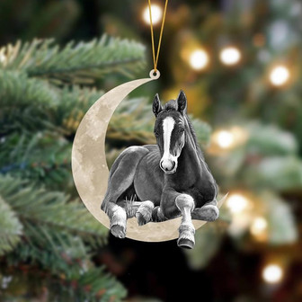 Ornament- Horse Sits On The Moon Hanging Ornament Dog Ornament, Car Ornament, Christmas Ornament - Thegiftio UK