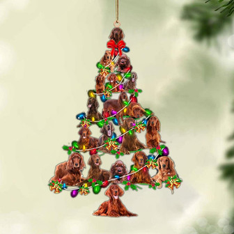 Ornament- Irish Setter-Christmas Tree Lights-Two Sided Ornament, Happy Christmas Ornament, Car Ornament - Thegiftio UK