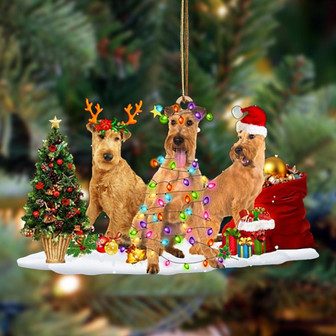 Ornament- Irish Terrier-Christmas Dog Friends Hanging Ornament, Happy Christmas Ornament, Car Ornament - Thegiftio UK