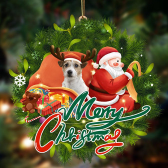 Ornament- Jack Russel Terrier-Santa & dog Hanging Ornament, Happy Christmas Ornament, Car Ornament - Thegiftio UK