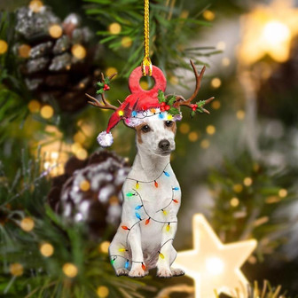 Ornament- Jack Russell Christmas Shape Ornament, Happy Christmas Ornament, Car Ornament - Thegiftio UK