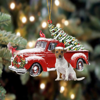 Ornament- Jack Russell Terrier-Cardinal & Truck Two Sided Ornament, Happy Christmas Ornament, Car Ornament - Thegiftio UK