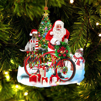Ornament- Jack Russell Terrier On Santa's Bike Ornament Dog Ornament, Car Ornament, Christmas Ornament - Thegiftio UK