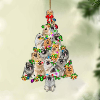 Ornament- Keeshond-Christmas Tree Lights-Two Sided Ornament, Happy Christmas Ornament, Car Ornament - Thegiftio UK