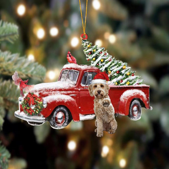 Ornament- Labradoodle 4-Cardinal & Truck Two Sided Ornament, Happy Christmas Ornament, Car Ornament - Thegiftio UK