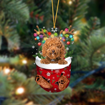 Ornament- Labradoodle-In Christmas Pocket Two Sides Ornament, Happy Christmas Ornament, Car Ornament - Thegiftio UK