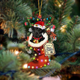 Ornament- Labrador 1-Xmas Boot-Two Sided Ornament, Happy Christmas Ornament, Car Ornament - Thegiftio UK