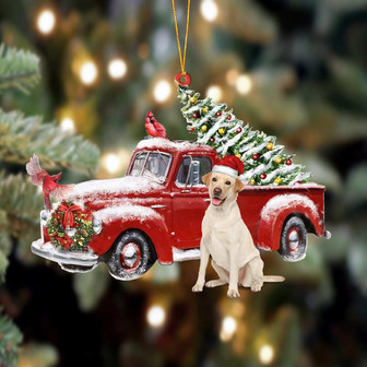 Ornament- Labrador-Cardinal & Truck Two Sided Ornament, Happy Christmas Ornament, Car Ornament - Thegiftio UK