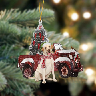Ornament- Labrador-Christmas Truck Two Sided Ornament, Happy Christmas Ornament, Car Ornament - Thegiftio UK