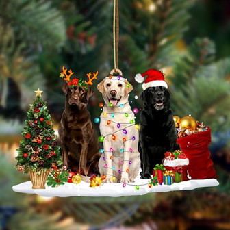 Ornament- Labrador Retriever-Christmas Dog Friends Hanging Ornament, Happy Christmas Ornament, Car Ornament - Thegiftio UK