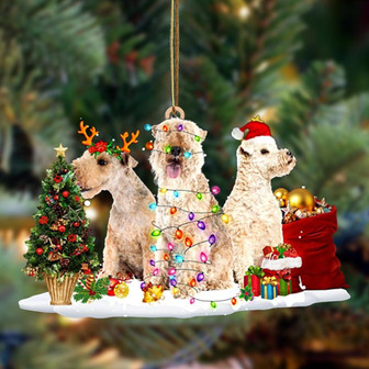 Ornament- Lakeland Terrier-Christmas Dog Friends Hanging Ornament, Happy Christmas Ornament, Car Ornament - Thegiftio UK