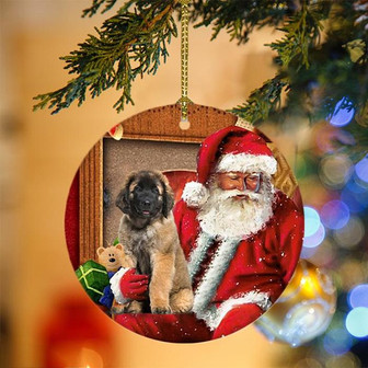 Ornament- Leonberger With Santa Christmas Ornament, Happy Christmas Ornament, Car Ornament - Thegiftio UK