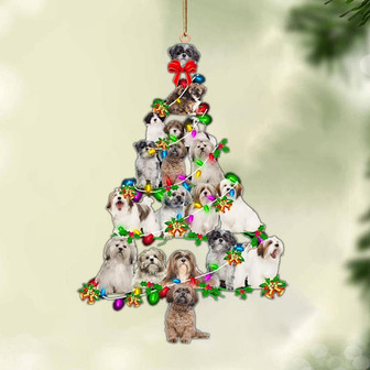 Ornament- Lhasa Apso-Christmas Tree Lights-Two Sided Ornament, Happy Christmas Ornament, Car Ornament - Thegiftio UK