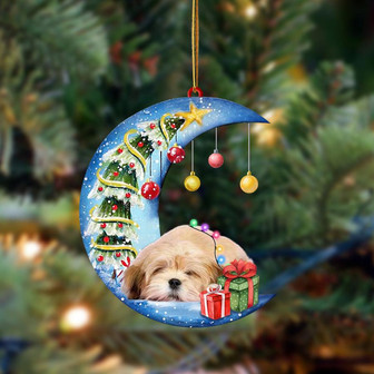 Ornament- Lhasa Apso-Sleep On The Moon Christmas Two Sided Ornament, Happy Christmas Ornament, Car Ornament - Thegiftio UK