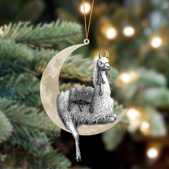 Ornament- Llama Sits On The Moon Hanging Ornament Dog Ornament, Car Ornament, Christmas Ornament - Thegiftio
