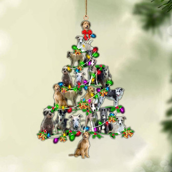 Ornament- Lurcher-Christmas Tree Lights-Two Sided Ornament, Happy Christmas Ornament, Car Ornament - Thegiftio UK
