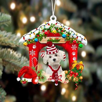 Ornament- Maltese-Christmas House Two Sided Ornament, Happy Christmas Ornament, Car Ornament - Thegiftio UK