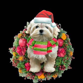 Ornament- Maltese Christmas Ornament, Happy Christmas Ornament, Car Ornament - Thegiftio UK