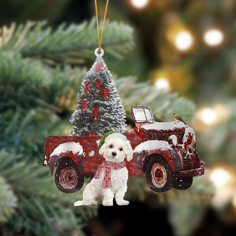 Ornament- Maltese-Christmas Truck Two Sided Ornament, Happy Christmas Ornament, Car Ornament - Thegiftio UK