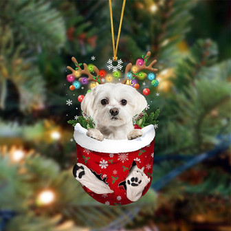 Ornament- Maltese-In Christmas Pocket Two Sides Ornament, Happy Christmas Ornament, Car Ornament - Thegiftio UK