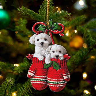 Ornament- Maltese Inside Your Gloves Christmas Holiday-Two Sided Ornament, Christmas Ornament, Car Ornament - Thegiftio UK