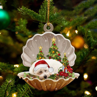 Ornament- Maltese3-Sleeping Pearl in Christmas Two Sided Ornament, Happy Christmas Ornament, Car Ornament - Thegiftio UK