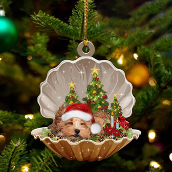 Ornament- Maltipoo-Sleeping Pearl in Christmas Two Sided Ornament, Happy Christmas Ornament, Car Ornament - Thegiftio UK