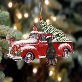 Ornament- Miniature Pinscher 2-Cardinal & Truck Two Sided Ornament, Happy Christmas Ornament, Car Ornament - Thegiftio UK