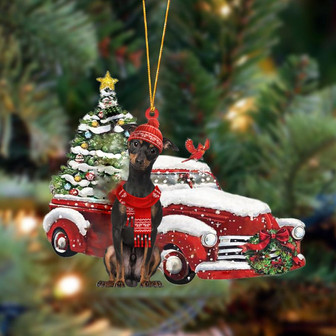 Ornament- Miniature Pinscher 2-Christmas Car Two Sided Ornament, Happy Christmas Ornament, Car Ornament - Thegiftio UK