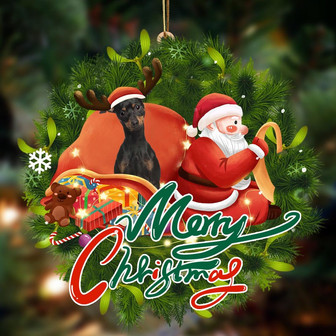 Ornament- Miniature Pinscher 2-Santa & dog Hanging Ornament, Happy Christmas Ornament, Car Ornament - Thegiftio UK