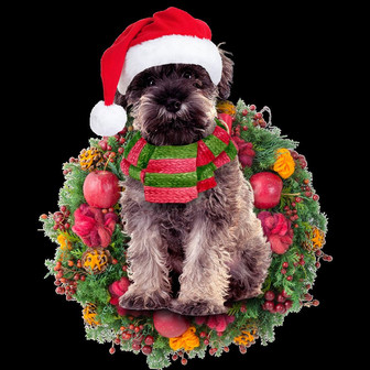 Ornament- Miniature Schnauzer Christmas Ornament, Happy Christmas Ornament, Car Ornament - Thegiftio UK