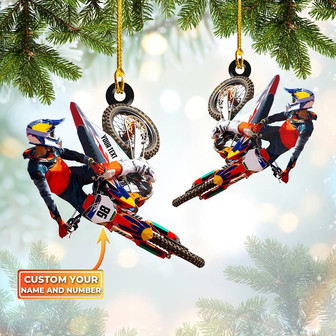 Ornament - Motocross - Motocross Biker, Custom Shaped Ornament, Christmas Ornament Decor - Thegiftio UK
