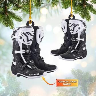 Ornament - Motocross Boots Custom Name Ornament, Custom Shaped Flat Ornament Christmas - Thegiftio UK