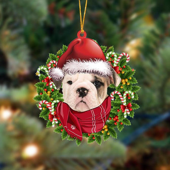 Ornament- old english bulldog 1-Xmas Bandana Hanging Ornament, Happy Christmas Ornament, Car Ornament - Thegiftio UK