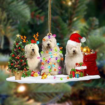 Ornament- Old English Sheepdog-Christmas Dog Friends Hanging Ornament, Happy Christmas Ornament, Car Ornament - Thegiftio UK