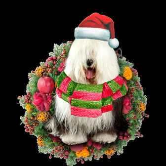 Ornament- Old English Sheepdog Christmas Ornament, Happy Christmas Ornament, Car Ornament - Thegiftio UK