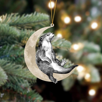 Ornament- Otter Sits On The Moon Hanging Ornament Dog Ornament, Car Ornament, Christmas Ornament - Thegiftio