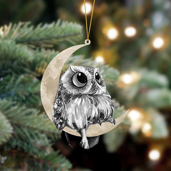 Ornament- Owl Sits On The Moon Hanging Ornament Dog Ornament, Car Ornament, Christmas Ornament - Thegiftio UK