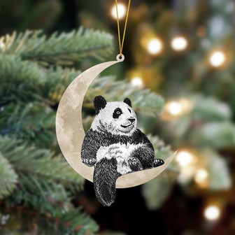 Ornament- Panda Sits On The Moon Hanging Ornament Dog Ornament, Car Ornament, Christmas Ornament - Thegiftio