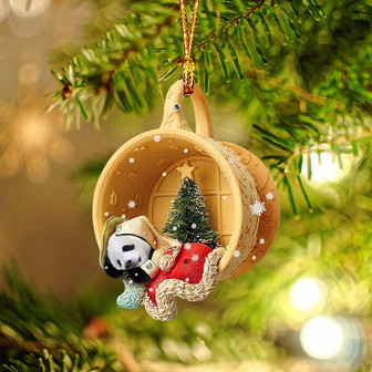 Ornament- Panda Sleeping in a tiny cup Christmas Holiday-Two Sided Ornament, Christmas Ornament, Car Ornament - Thegiftio