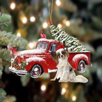 Ornament- Papillon-Cardinal & Truck Two Sided Ornament, Happy Christmas Ornament, Car Ornament - Thegiftio UK