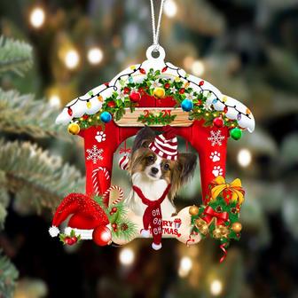 Ornament- Papillon-Christmas House Two Sided Ornament, Happy Christmas Ornament, Car Ornament - Thegiftio UK
