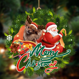 Ornament- Papillon-Santa & dog Hanging Ornament, Happy Christmas Ornament, Car Ornament - Thegiftio UK