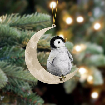 Ornament- Penguin Sits On The Moon Hanging Ornament Dog Ornament, Car Ornament, Christmas Ornament - Thegiftio UK
