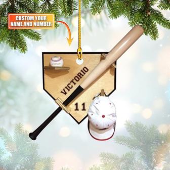 Ornament - Personalized Baseball America Custom Name Number Ornament, Christmas Gifts, Custom Shape Flat Ornament - Thegiftio UK
