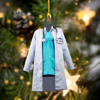 Ornament - Personalized Custom Name Doctor Coat Ornament, Custom Shaped Flat Ornament Christmas - Thegiftio UK