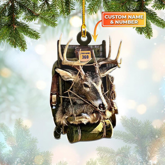 Ornament - Personalized Deer Hunting Custom Shaped Flat Ornament Christmas, Ornament For Hunting, Christmas Decor - Thegiftio