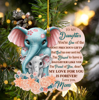 Ornament - Personalized Mom and Daughter Gift Ornament, Custom Shape Flat Ornament, Elephant Ornmaent Christmas, Home Decor - Thegiftio UK