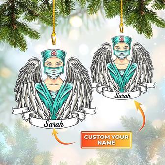 Ornament - Personalized Nurse Ornament Custom Name, Custom Shape Flat Ornament, Christmas Decor - Thegiftio UK