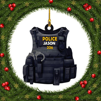 Ornament - Personalized Police Custom Ornament, Custom Shaped Flat Ornament Christmas, Christmas Decor - Thegiftio UK